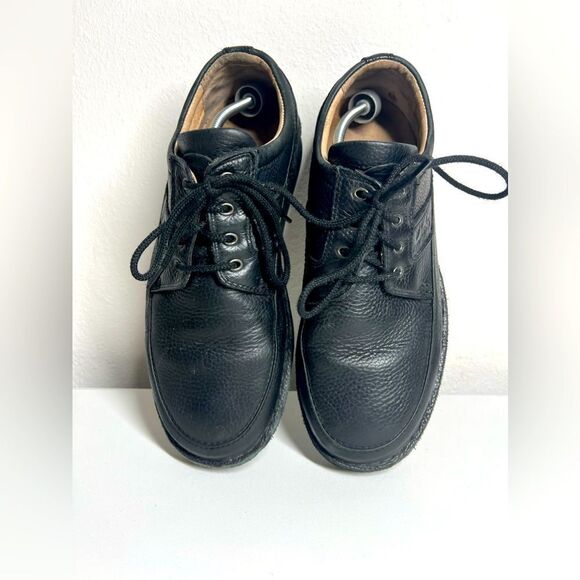Clarks Unstructured SZ 10 WBlack Leather Lace Up Moc Toe Casual Shoes Mens - Picture 1 of 7